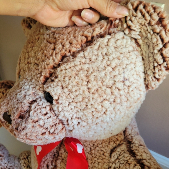 Teddy Bear Stuffed Animal Red Paws,Bow /Brown 18"in Polyester Oversized - Picture 10 of 11